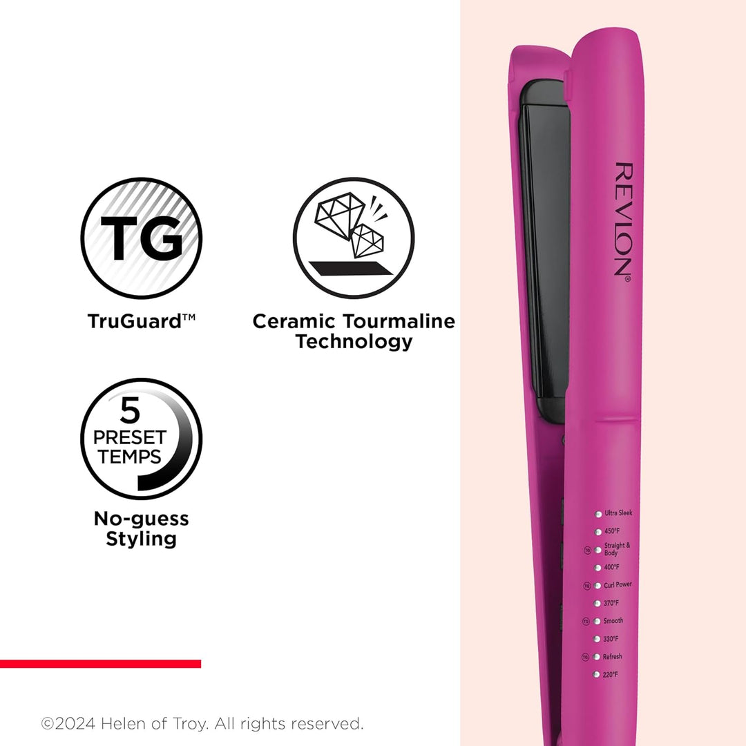 REVLON Plancha plana de turmalina de cerámica de 1 pulgada, alisado...
