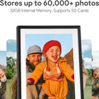 Euphro Marco de fotos digital de 10.1 pulgadas con almacenamiento de 32 GB, marco de fotos digital con pantalla táctil IPS de 1280 x 800, comparte fotos/videos y envía los mejores deseos a través de