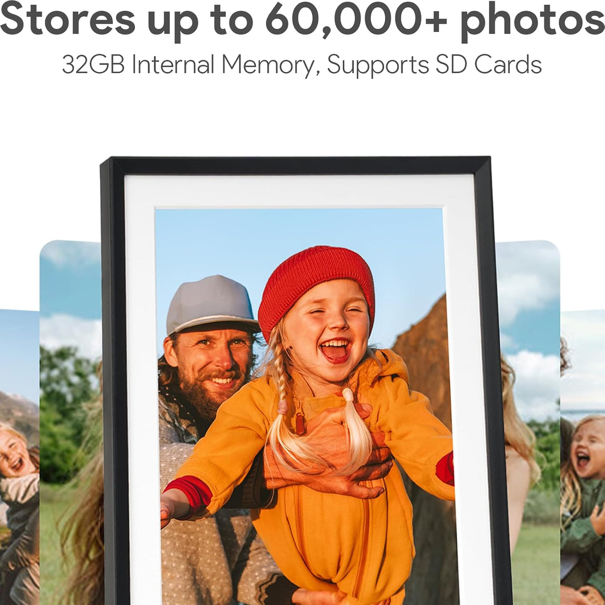 Euphro Marco de fotos digital de 10.1 pulgadas con almacenamiento de 32 GB, marco de fotos digital con pantalla táctil IPS de 1280 x 800, comparte fotos/videos y envía los mejores deseos a través de
