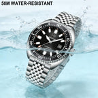 Relojes automáticos BENYAR para hombre, reloj mecánico analógico de acero inoxidable, impermeable hasta 50M, calendario, luminoso, relojes de pulsera de negocios para hombres