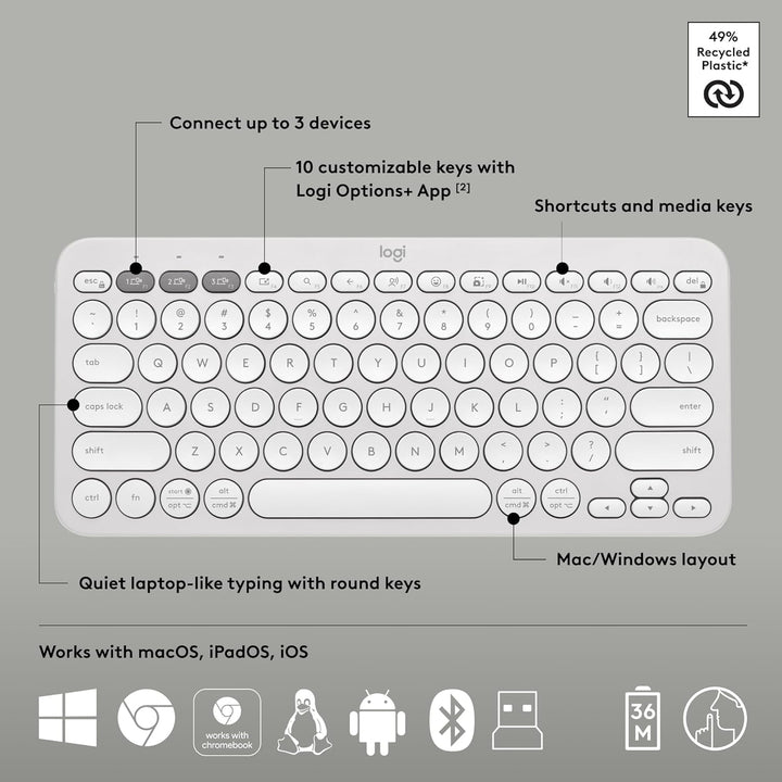 Logitech Pebble 2 Combo, teclado y mouse inalámbricos, silenciosos...