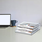Acrimet Organizador horizontal triple para carpetas de archivos (color cristal transparente)