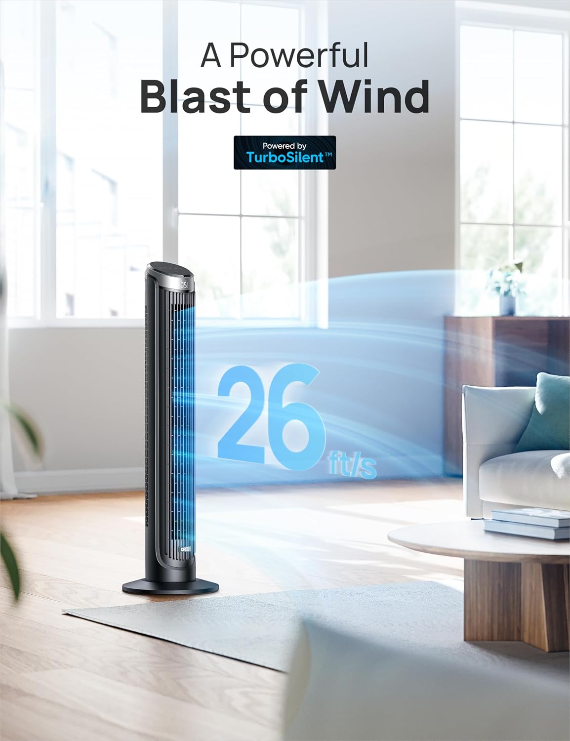 DREO Ventilador de torre para dormitorio, ventiladores oscilantes d...