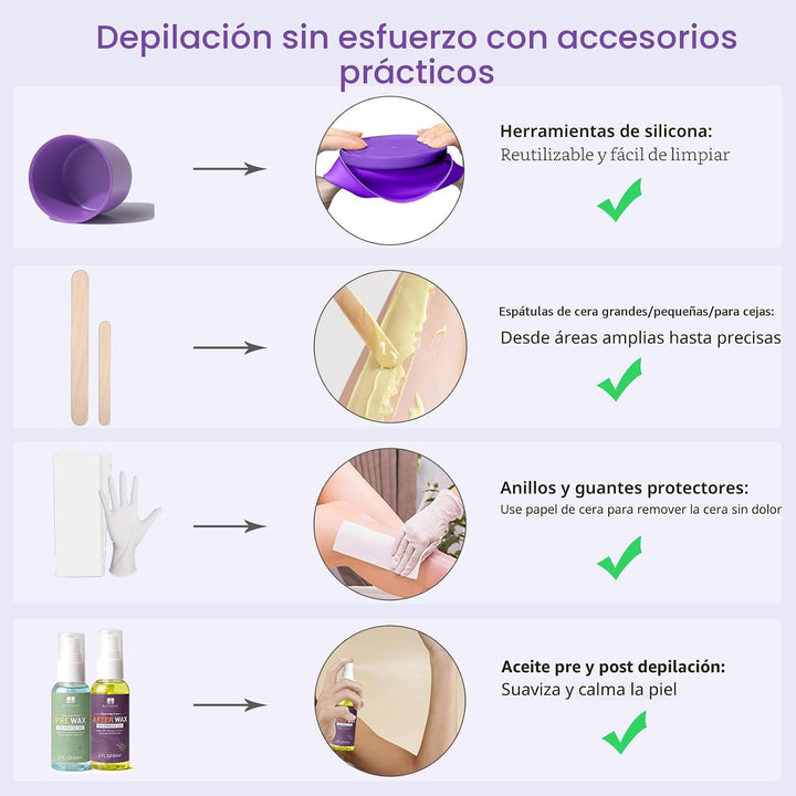Kit de cera BLITZWAX para depilación brasileña y bikini para mujere...