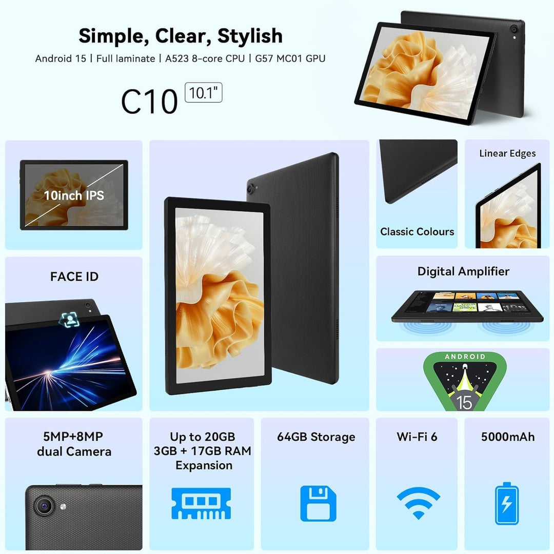 Evermyth Tableta, tableta Android de 10 pulgadas con Ocata Core, 8G...