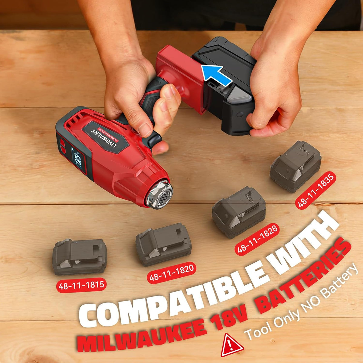 Pistola de calor inalámbrica compatible con batería Milwaukee de
