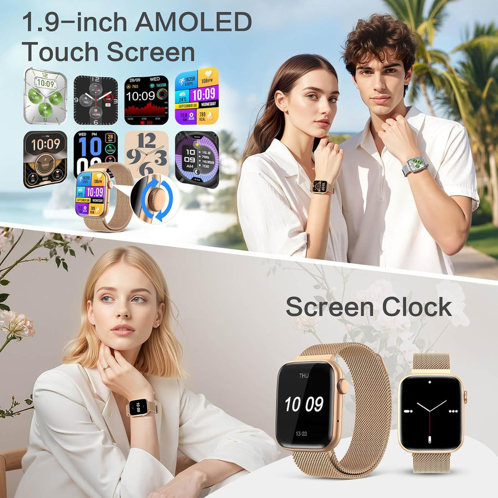 Smartwatch para Mujer 1.9" AMOLED AOD, DA GPT, Cara de reloj IA