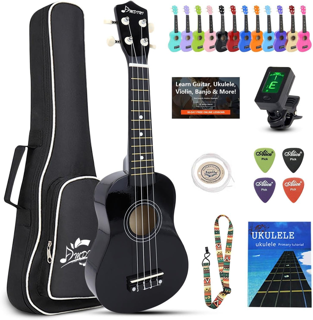 Ukelele soprano para niños, kit de ukelele de madera hawaiana de 21