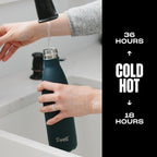 S'well Botella de agua de acero inoxidable, 17 onzas, azurita, recipientes aislados al vacío de triple capa que mantiene las bebidas frías durante 36 horas y calientes durante 18, sin BPA, perfecta
