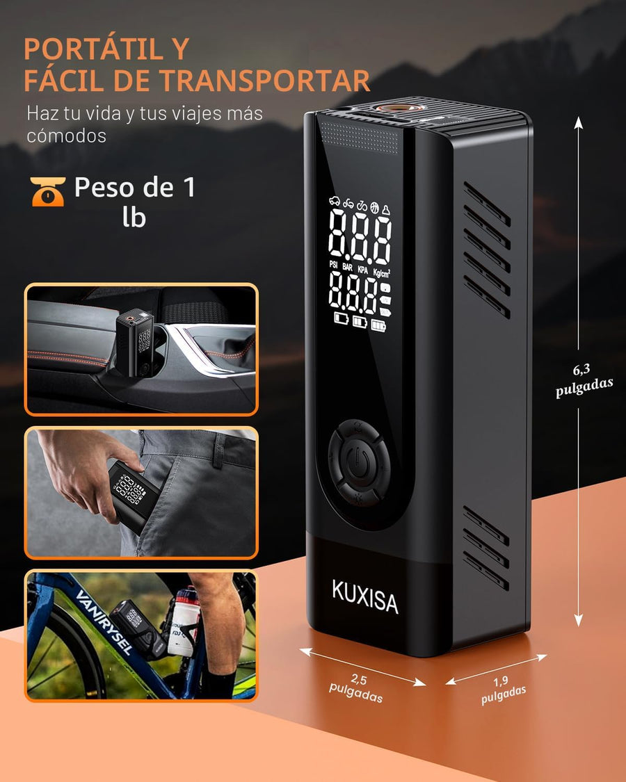 KUXISA Compresor de aire portátil para inflador de neumáticos, comp...