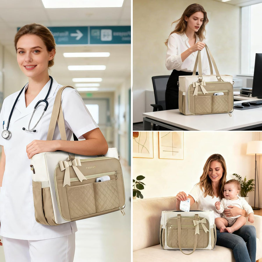 PASMAN Bolsa de mano para profesores para mujer, bolsa estructurada...