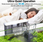 AQQA - Filtro silencioso para tanque de peces de 20-30 galones - Filtro de acuario colgante en la parte posterior con inicio automático, flujo ajustable de 6W/8W, sistema de filtro de desodorización y