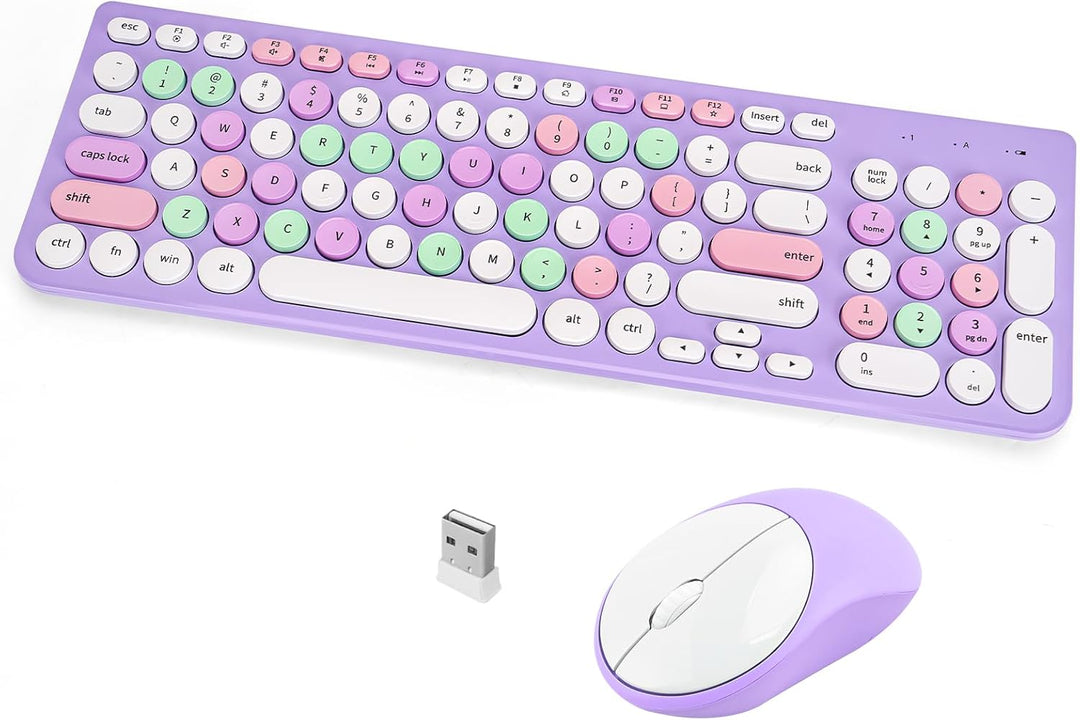 Combo de teclado y mouse inalámbricos, teclado retro de máquina de...