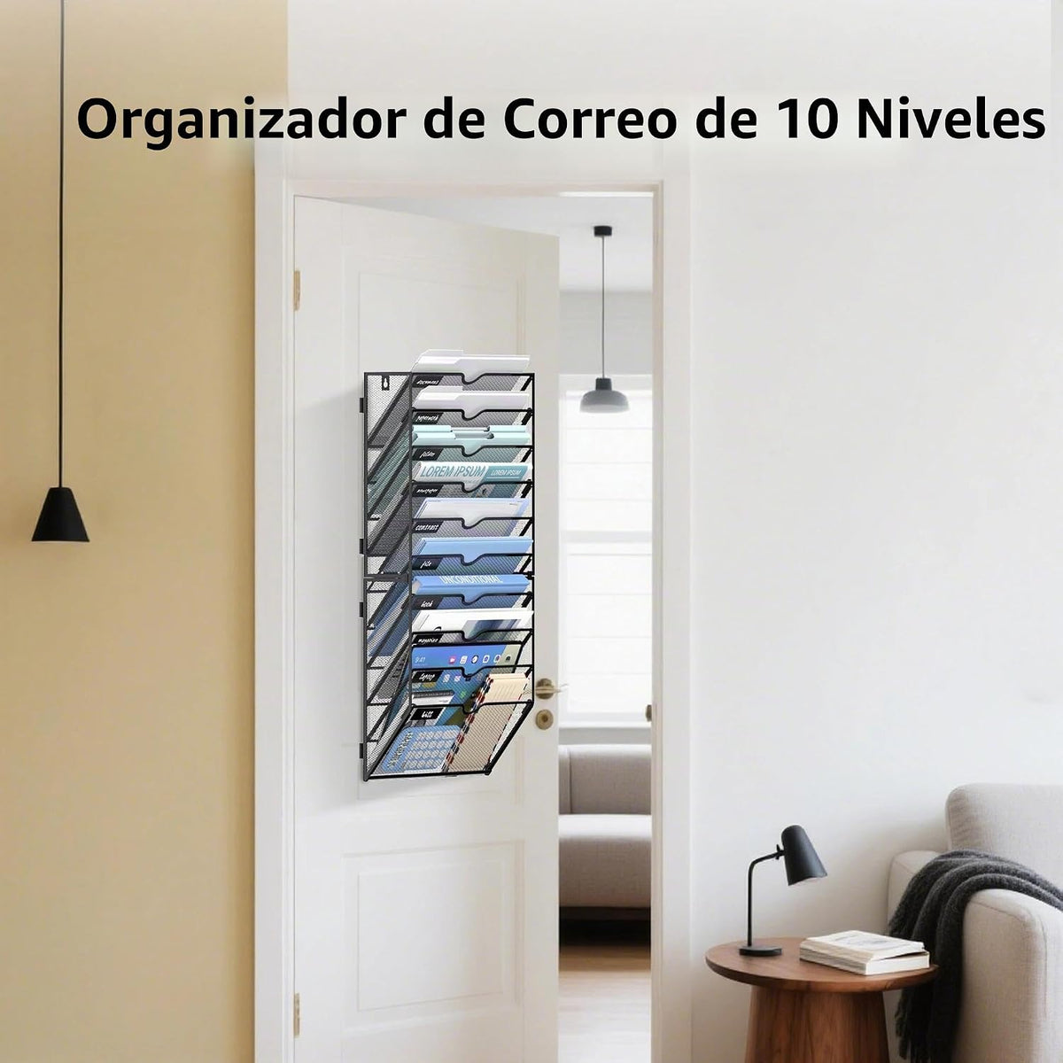 Organizador de archivos de pared de 10 niveles, soporte de correo