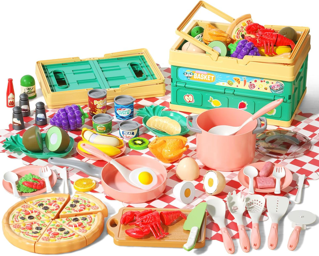 80 piezas de juego de cocina de simulación para niños pequeños, jue...