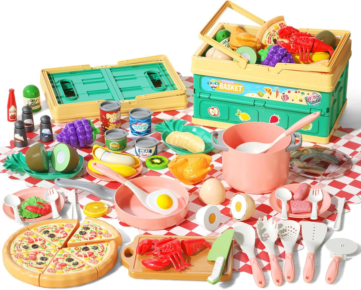 80 piezas de juego de cocina de simulación para niños pequeños, jue...