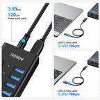 AGEEN, MKI-1200800C8, hub USB 3.2 de 16 puertos, alimentado, adaptador 12V/8A