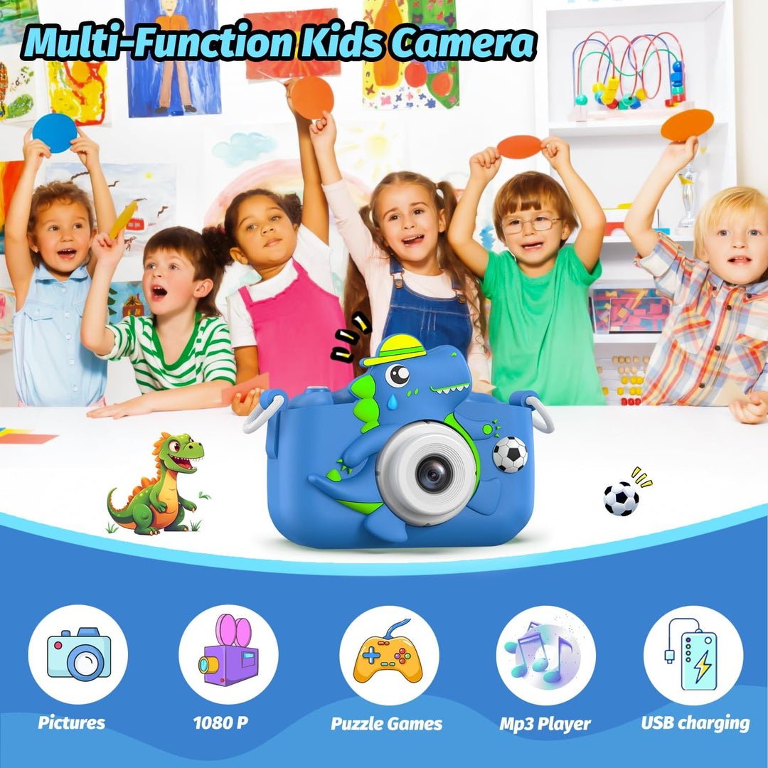 Cámara de dinosaurio para niños y niñas, cámara digital para selfie...