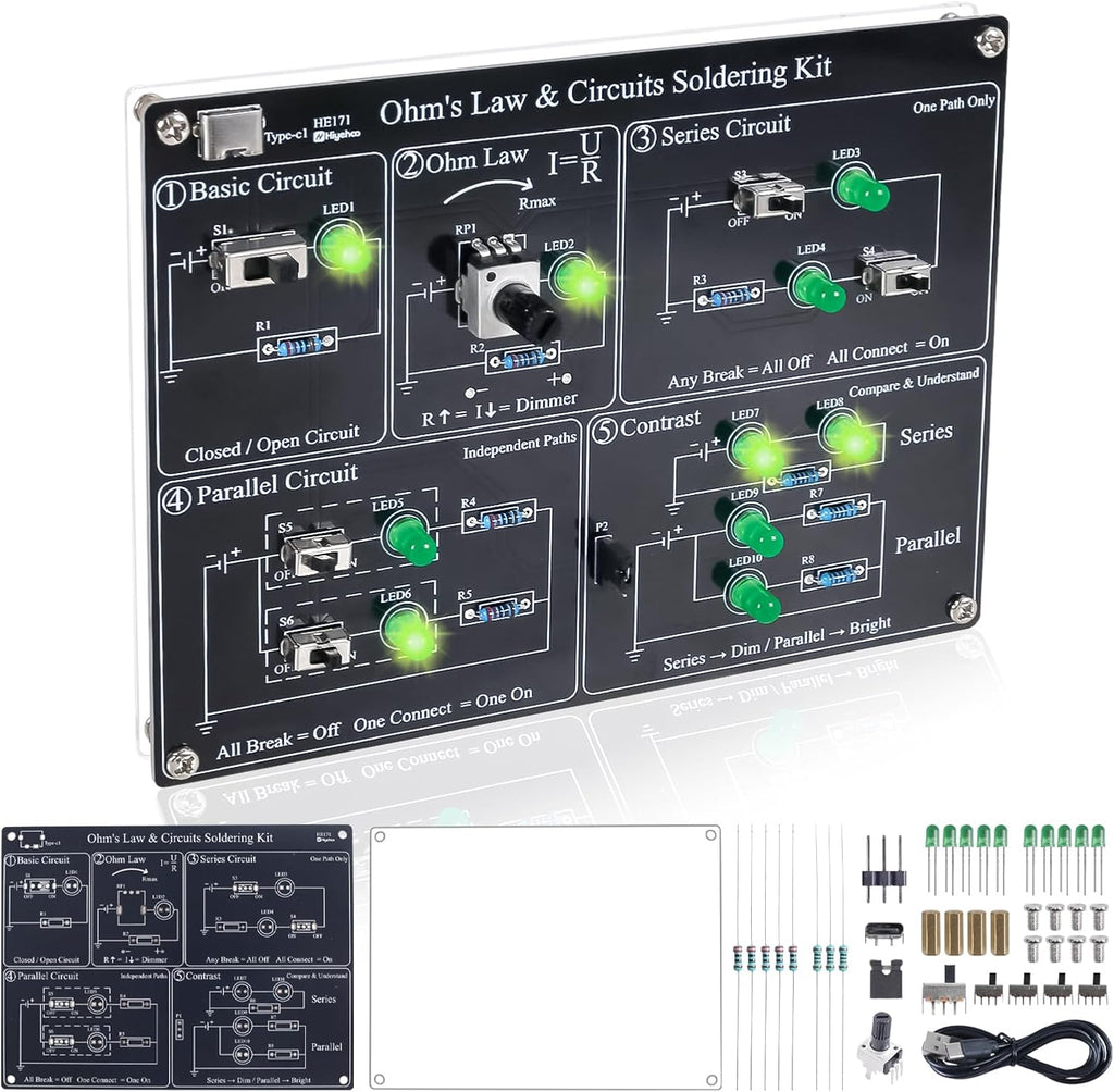 MiOYOOW Kit de aprendizaje del circuito de ley de Ohm, kit de experimento