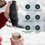 OutIn Nano - Máquina de café eléctrico portátil con molinillo de café eléctrico portátil Fino, marrón y gris