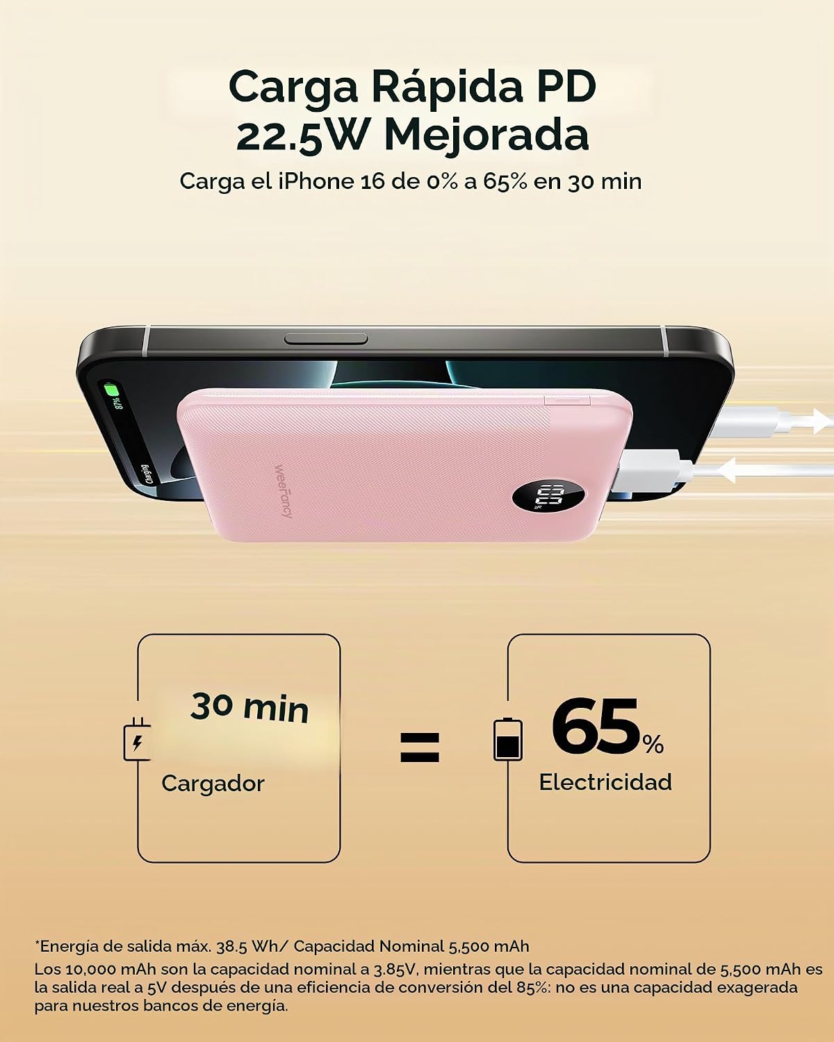 WeeFancy Cargador portátil pequeño de 10000 mAh, mini banco de ener...