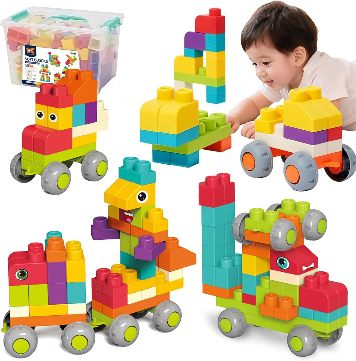 Juego de bloques de construcción suaves STEM de 83 piezas para niños