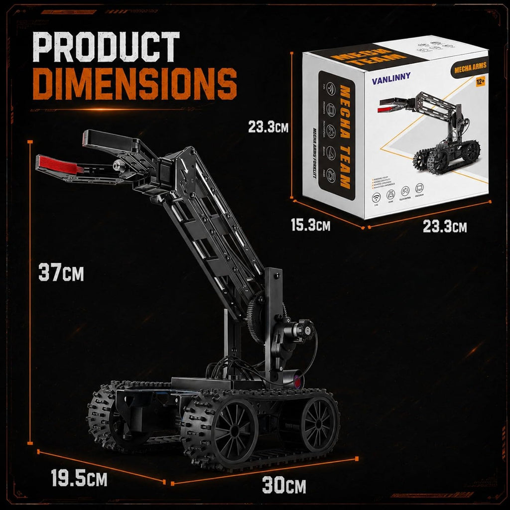 VANLINNY - Kit de brazo de robot de metal, tanque con orugas a control