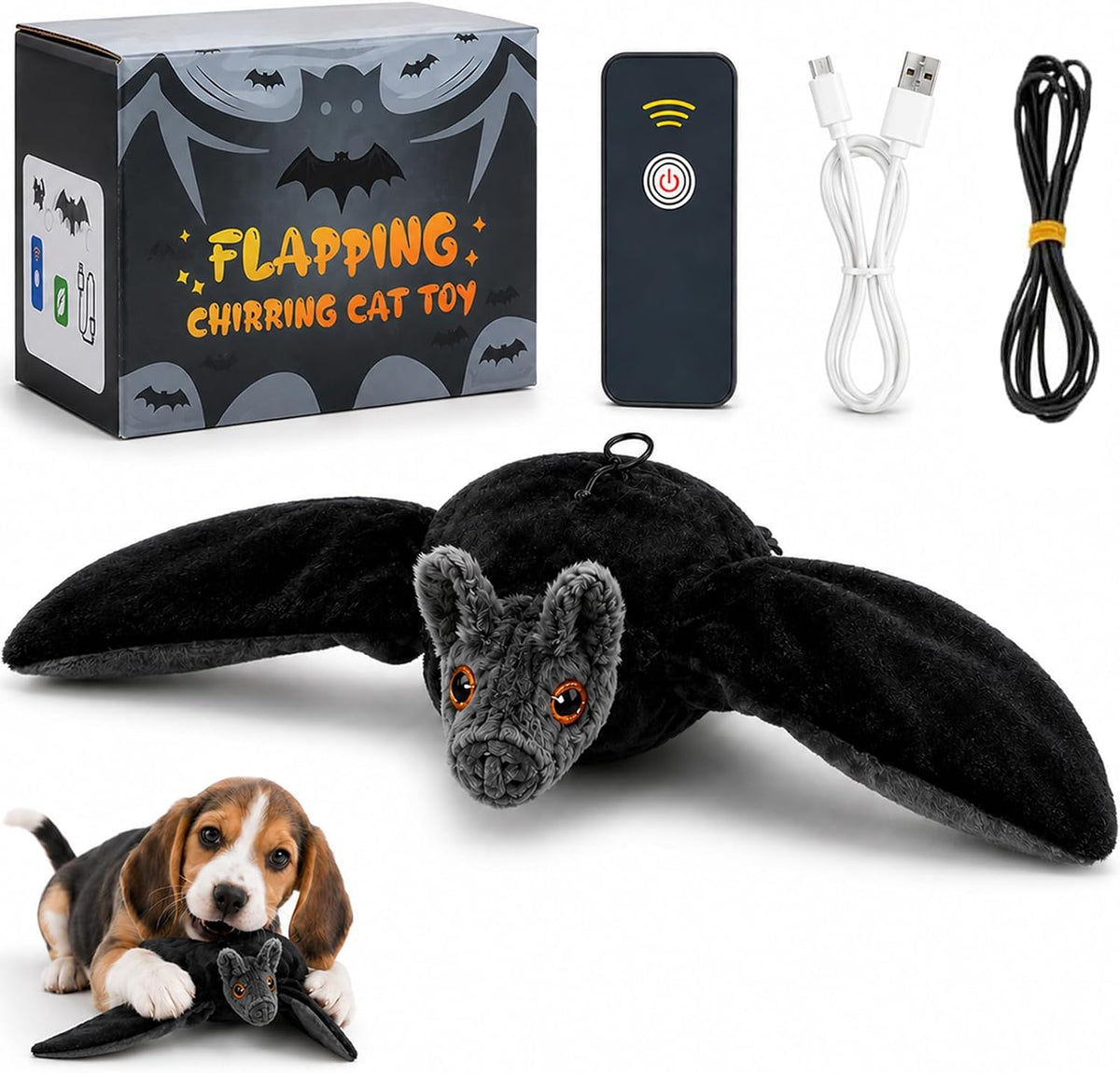 Juguete para perro de murciélago volador,Juguete interactivo para gatos con