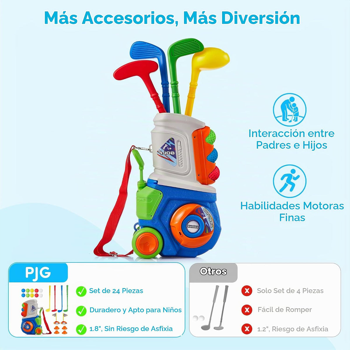 PJG - Juego de 22 palos de golf para niños, regalo de cumpleaños para niños
