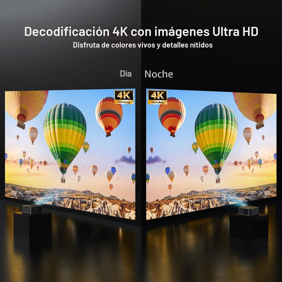 Proyector de decodificación ANSI 4K 2000 con WiFi y Bluetooth, cine...