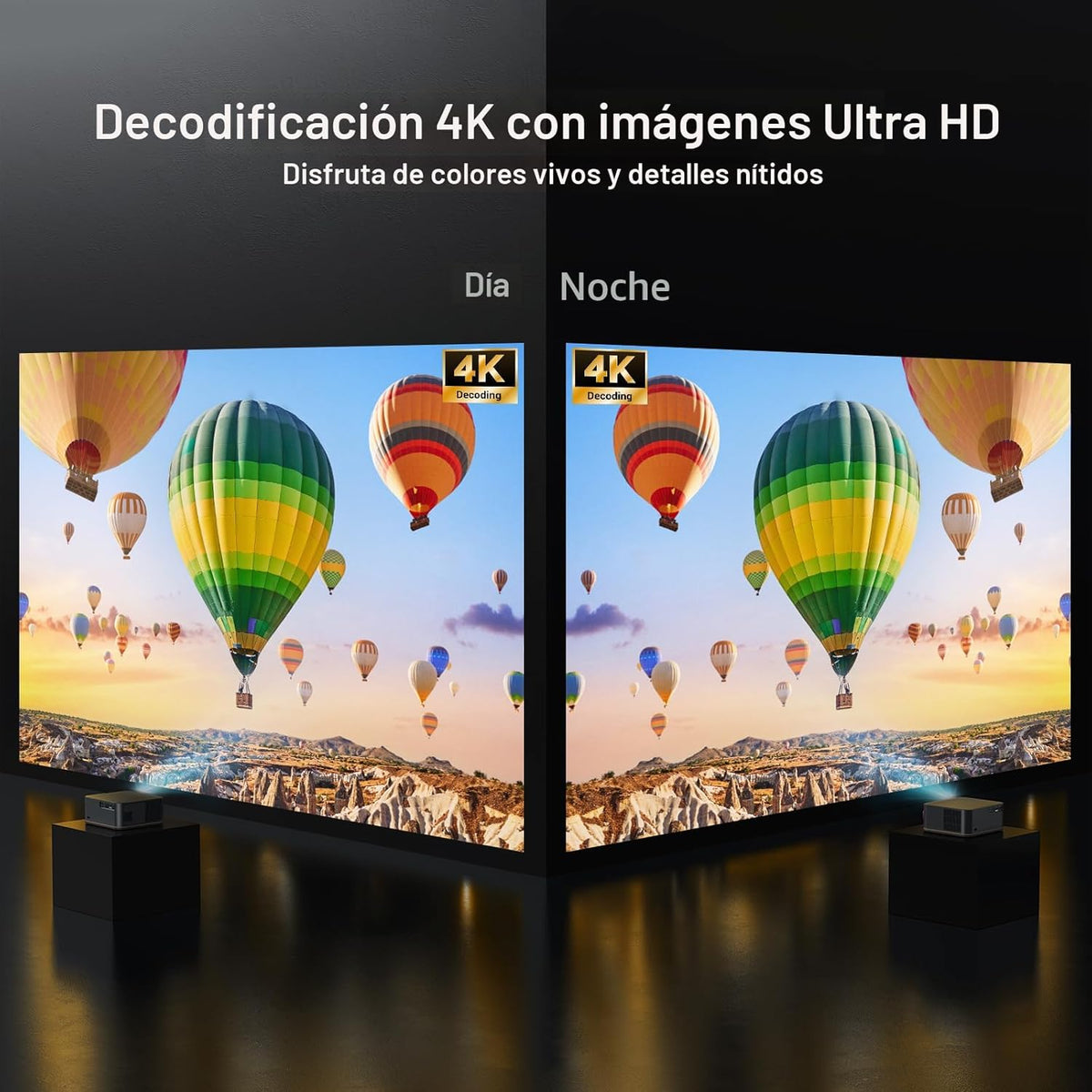 Proyector de decodificación ANSI 4K 2000 con WiFi y Bluetooth, cine...