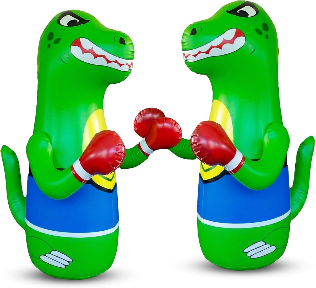 Saco de boxeo inflable de dinosaurio de Preferred Toys para niños – Bolsa Bop para niños pequeños y niños de 3 a 14 años – Juguetes de 47" inflables con acción de rebote – Llene la base con arena o