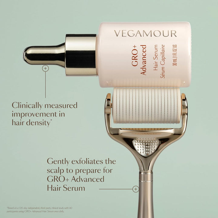 VEGAMOUR GRO+ Advanced Dermaroller | 1,200 Microneedles de 0.25mm H...