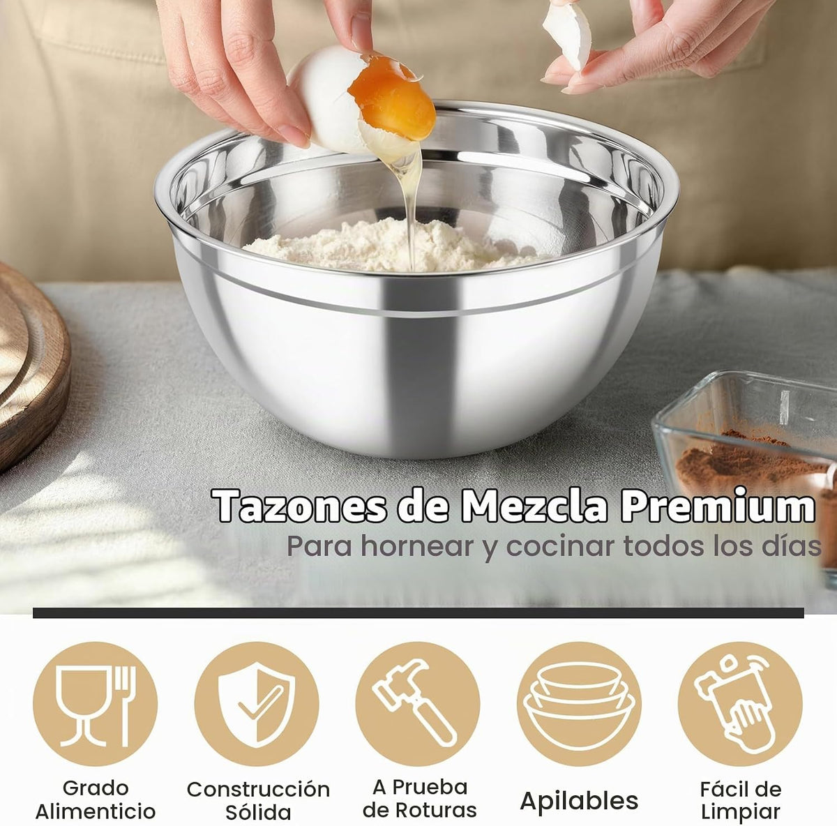 TeamFar - Cuencos para mezclar, cuencos de acero inoxidable y tapas herméticas