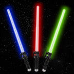 TOY Life Sable iluminado – Paquete de 3 sables de iluminación, espada de sable de luz extensible y plegable, juego de juguetes de sable con sonido FX sensible al movimiento, juguete de espada