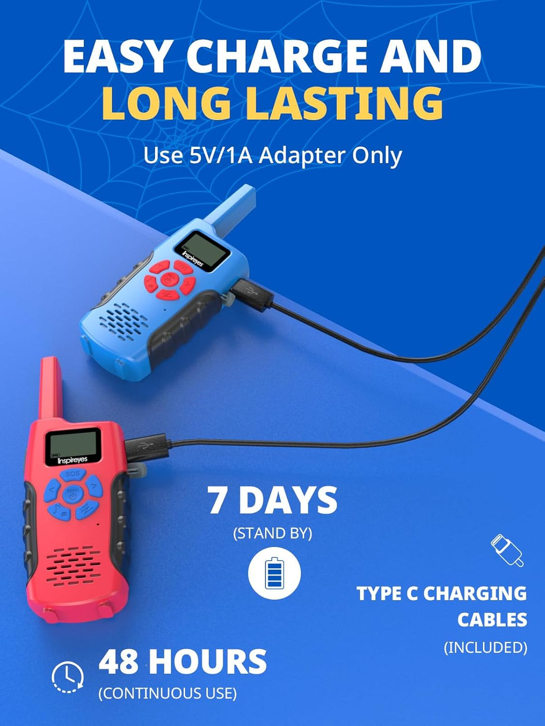 Inspireyes Walkie Talkies para niños recargables, juguetes para niñ...