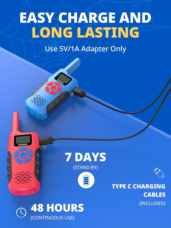Inspireyes Walkie Talkies para niños recargables, juguetes para niñ...
