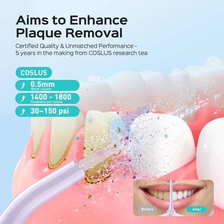 COSLUS Irrigador Dental de Agua para Dientes: 4 Modos Inalámbrico,...