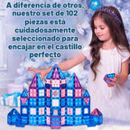 Little Pi 102 piezas de bloques de construcción con azulejos magnéticos de castillo de princesa congelada - Bloques de diamante 3D, juguetes educativos STEM para juego de rol, regalos de cumpleaños