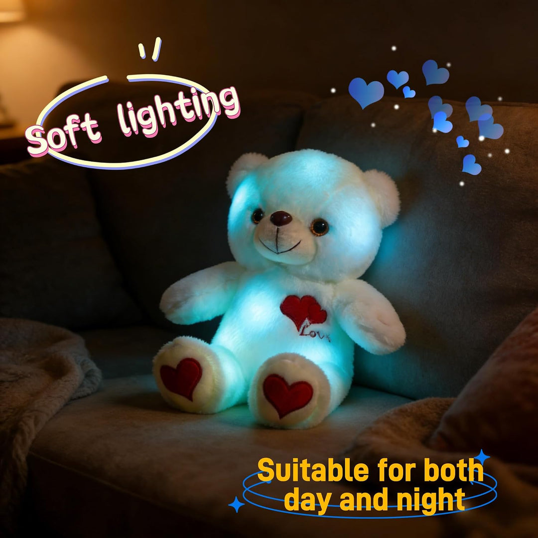 unsnurnoch Oso de peluche iluminado de 12 pulgadas, oso de peluche...