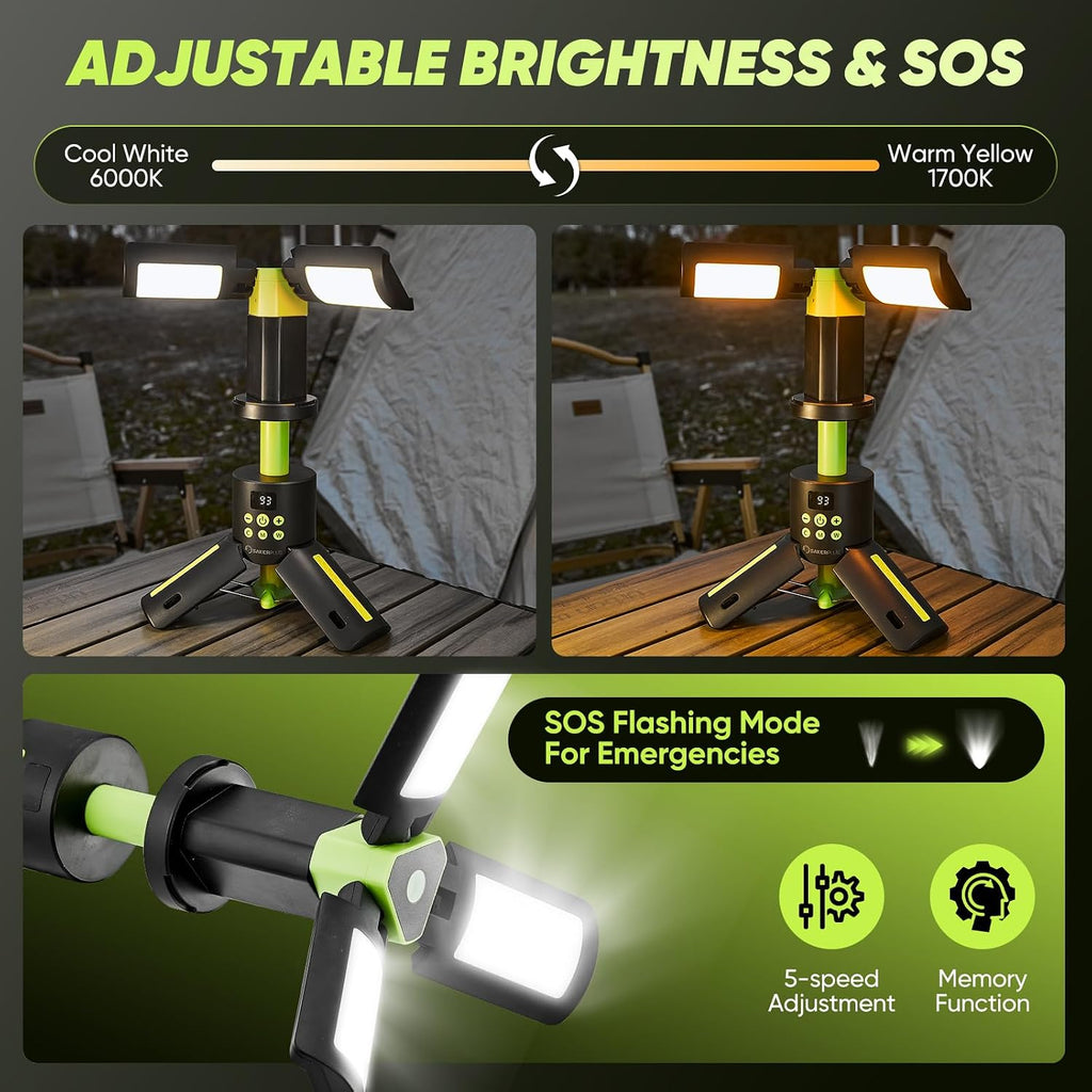 Lámpara SakerPlus Luz de camping portátil, linterna LED recargable de 5000LM