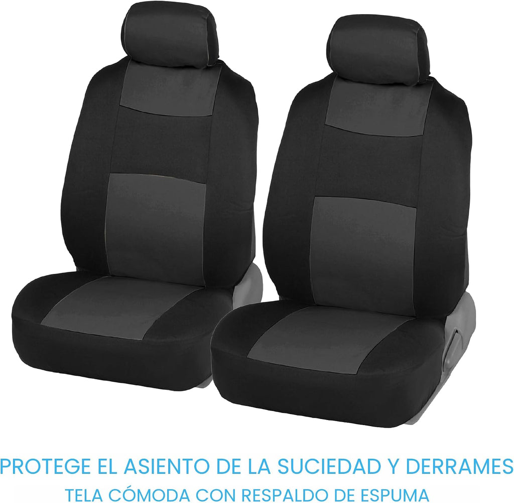 BDK PolyPro - Juego completo de fundas de asiento de automóvil en carbón sobre negro, banco dividido delantero y trasero para automóviles, juego de fundas fáciles de instalar, accesorios para