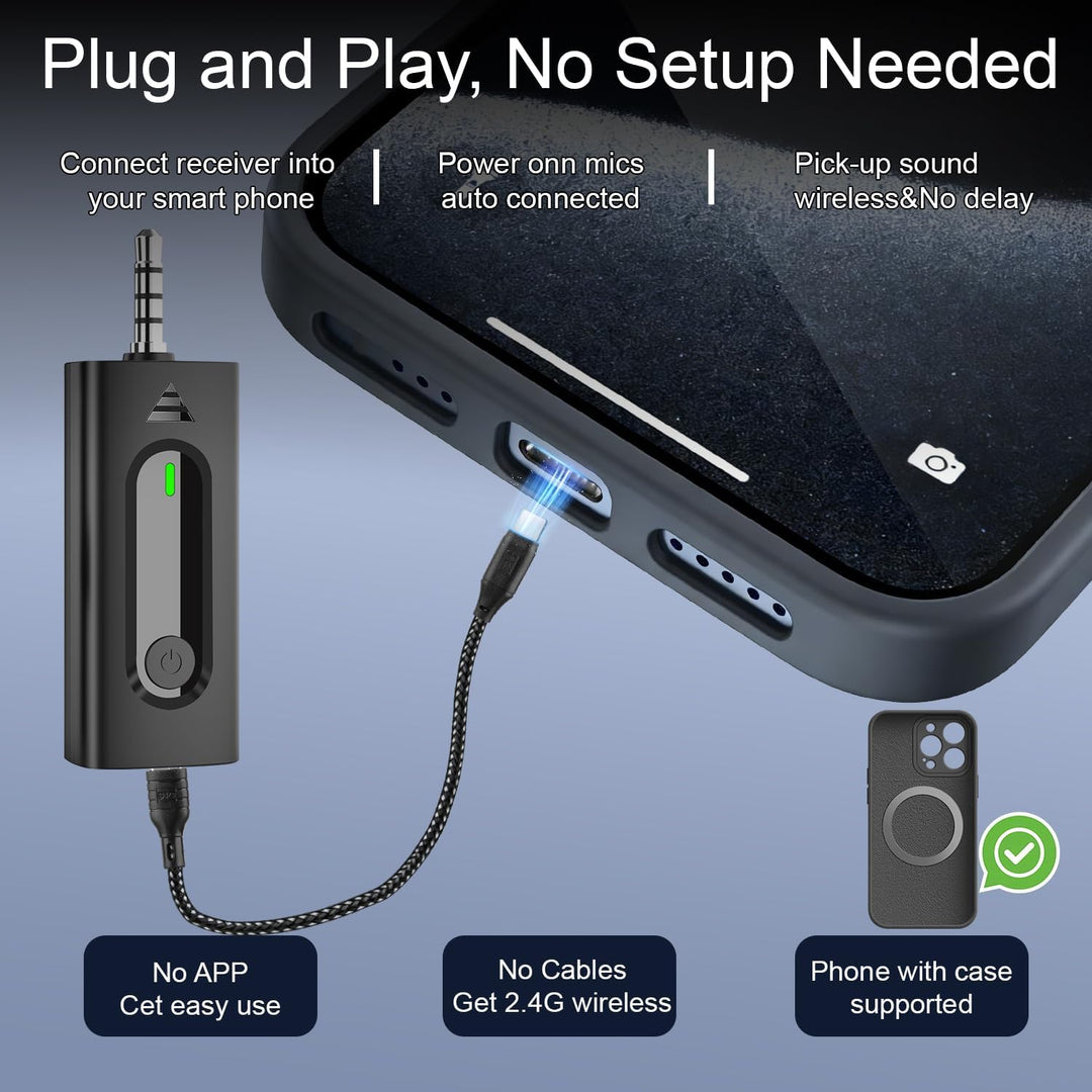 Paquete de 2 mini micrófonos inalámbricos de solapa Lavalier para i...