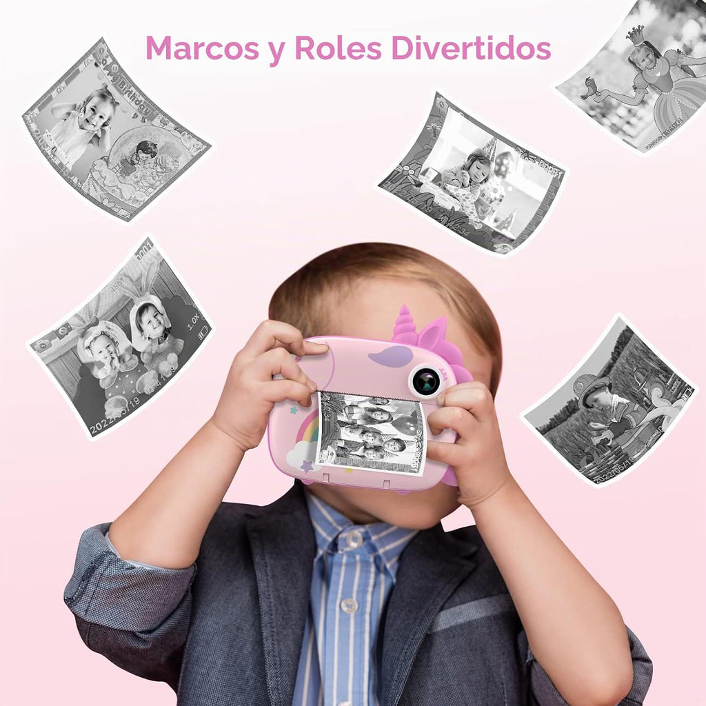 HiMont Cámara para niños, impresión instantánea, cámara digital selfie para niños con papel de impresión y tarjeta de 32G, video de 2.5K y cámara de impresión instantánea con bolígrafos de color para