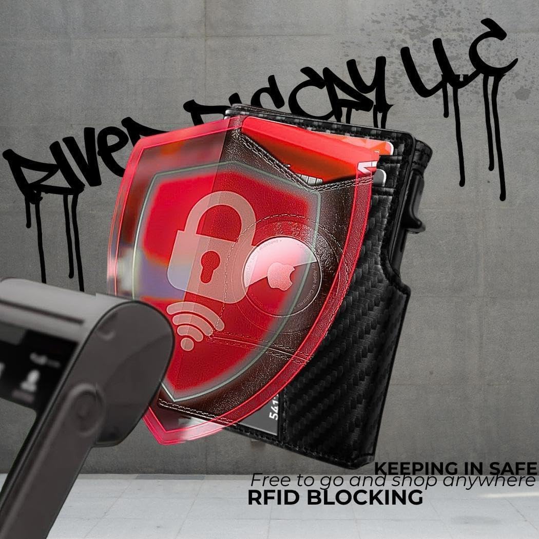 Cartera para hombre con soporte AirTag, bloqueo RFID, soporte para...