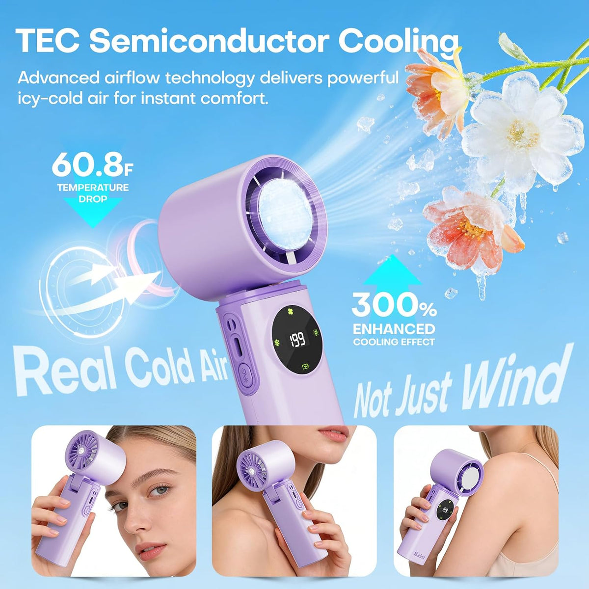 SSWind Ventilador de mano portátil de 6000 mAh con refrigeración po...