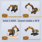 Excavadora RC 1:64, mini juguete de escritorio con control remoto para