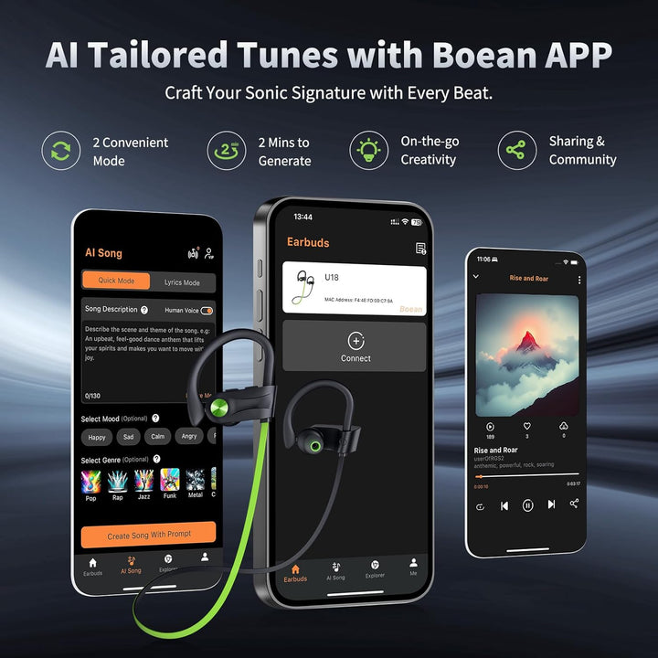 JOYWISE - Auriculares Bluetooth, auriculares inalámbricos IPX7 resi...