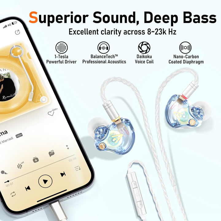 Vibes - Auriculares con cable de 6.8 fl oz, auriculares de alta fid...