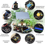 KEYESTUDIO Kit electrónico de seguimiento solar DIY para Arduino, carga de teléfono inteligente, sensor de temperatura y humedad, sensor de luz BH1750, kit de programación educativo para adolescentes